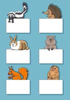 animal characters with cards or banners design set vector