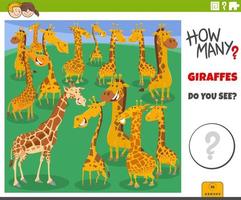 counting cartoon giraffes animals educational game vector