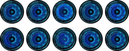 Modern Cybersecurity Technology Icon Pack with Eyes vector