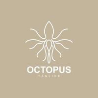 Octopus Logo, Simple Line Design, Sea Animal Vector Japanese Seafood Ingredient, Icon Symbol Illustration