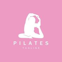 pilates sentado pose logo icono símbolo un ejercicio de yoga calmante que mueve todo el cuerpo vector