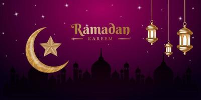 Ramadán kareem antecedentes diseño plantillas. con creciente Luna y islámico decoraciones vector