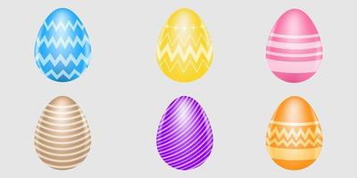 Easter eggs collection vector illustration of different colors on a white background