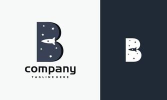 initials B space rocket logo vector