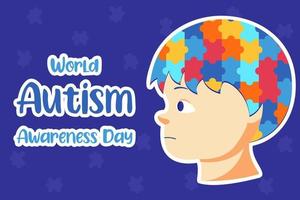 ilustración para mundo autismo conciencia día. corazón con un rompecabezas bandera. mental espectro trastornos, salud, vector