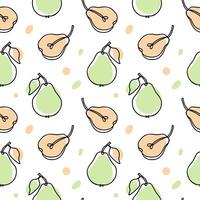 Seamless pattern, contour pears with colored spots on a white background. Pastel colors. Minimal modern design. Fruit background, vector