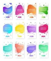 Modern liquid abstract element shape gradient memphis style designs. Fluid vector colorful illustration banner set, simple shape template for presentation, flyer, brochure isolated on white background