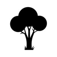 árbol con mullido ramas icono. eco símbolo de natural crecimiento y parque ecología con negro botánico modelo y monocromo vector resumen hojas