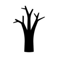 Dry dead tree icon. Black symbol of fires and ecological disasters with environmental damage and drought from high vector temperatures