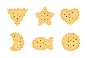 Set of cracker chips of different shapes vector cartoon