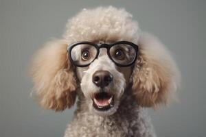 caniche con lentes. generativo ai. foto