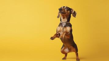 Banner with Dachshund. Copy space. . photo