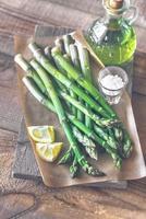 Bunch of cooked asparagus photo