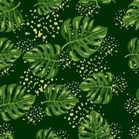 Stylized monstera leaves seamless pattern. Leaf background. Hawaiian rainforest floral backdrop. Exotic jungle plants endless wallpaper. V vector