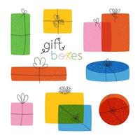 conjunto de regalo cajas regalos vector ilustración