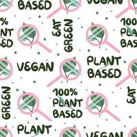 Seamless pattern with plant based food signs vector illustration