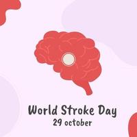 World Stroke Day. Brain concept background in flat style. vector