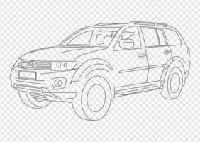 Coloring page vector line art for book and drawing. Illustration outline car. Black contour sketch illustrate Isolated on transparent background. High speed drive vehicle. Graphic element.