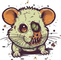 linda de miedo zombi hámster mascota diseño vector