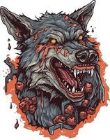 zombie wolf flat illustration vector design