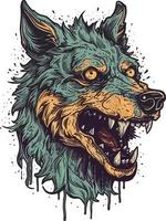 zombie wolf flat illustration vector design