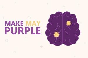 Make May Purple. Brain Stroke background in flat style. vector