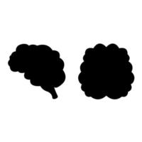 Brain silhouette side and top view in flat style vector