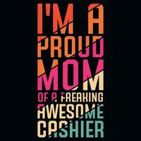 Cashier mom typography tshirt design vector