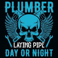 Plumber typography graphics tshirt design vector