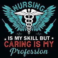 Nursing typography graphics tshirt design vector