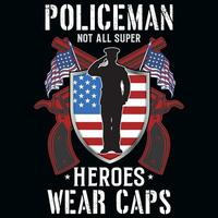 Policeman typography graphics tshirt design vector