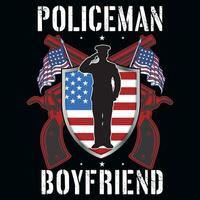 Policeman typography graphics tshirt design vector