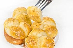 Soft No-Knead Heart shaped Buttery Dinner Rolls with Sesame seeds. photo