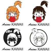 Cute anime kawaii vector. vector