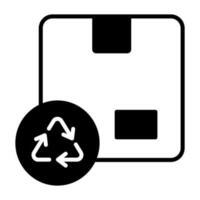 reciclaje flecha en caja de cartón caja, vector diseño de paquete o empaquetar reciclaje en editable estilo, prima icono