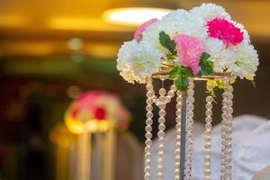 Colorful paper flowers Wedding decoration in traditional wedding in Bangladesh. photo