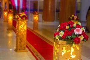 Colorful light box with paper flowers Wedding decoration in traditional wedding in Bangladesh. photo