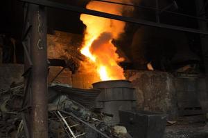 Blast furnace in the melt steel works in Demra, Dhaka, Bangladesh. photo