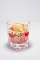 A glass of ice-cream faluda. Top view. Side view. Font view. photo