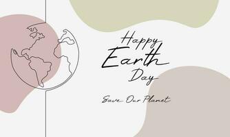 Earth day with world globe hand drawn illustration minimalist background vector