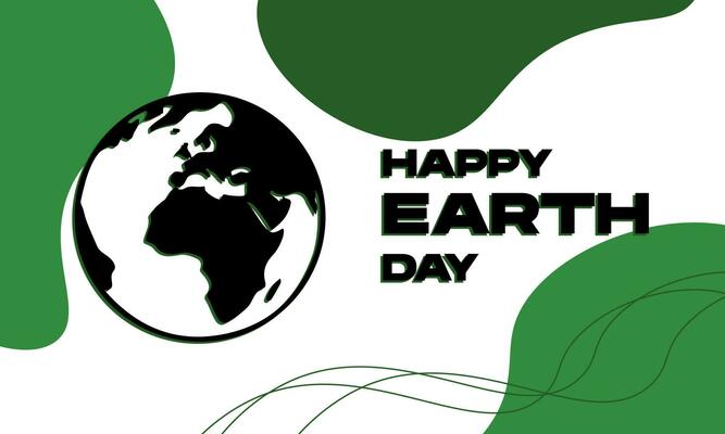 Happy earth day with fluid wavy green trendy background