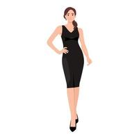 Young gorgeous lady in evening dress, Young women with slender shape in smart posture on white background. vector illustration. A set of beautiful stylish women