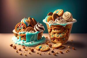 Still life of cookies and ice cream by photo