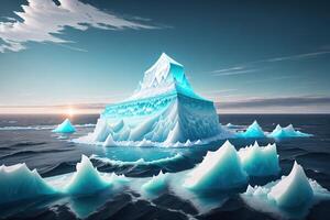 large iceberg floating in the sea by photo