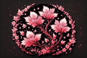 Cherry blossom illustration on black background by photo