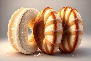 Croissants on white background by photo