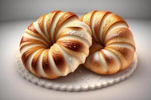 croissants en blanco antecedentes por ai generado foto