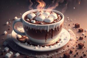 Cup of hot chocolate with marshmallows by photo