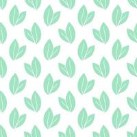 Vector seamless pattern with leaves, repeatable minimalistic background. Repeatable botanical backdrop. Green geometric tea leaves motif.