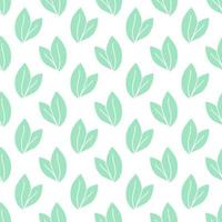 Vector seamless pattern with leaves, repeatable minimalistic background. Repeatable botanical backdrop. Green geometric tea leaves motif.